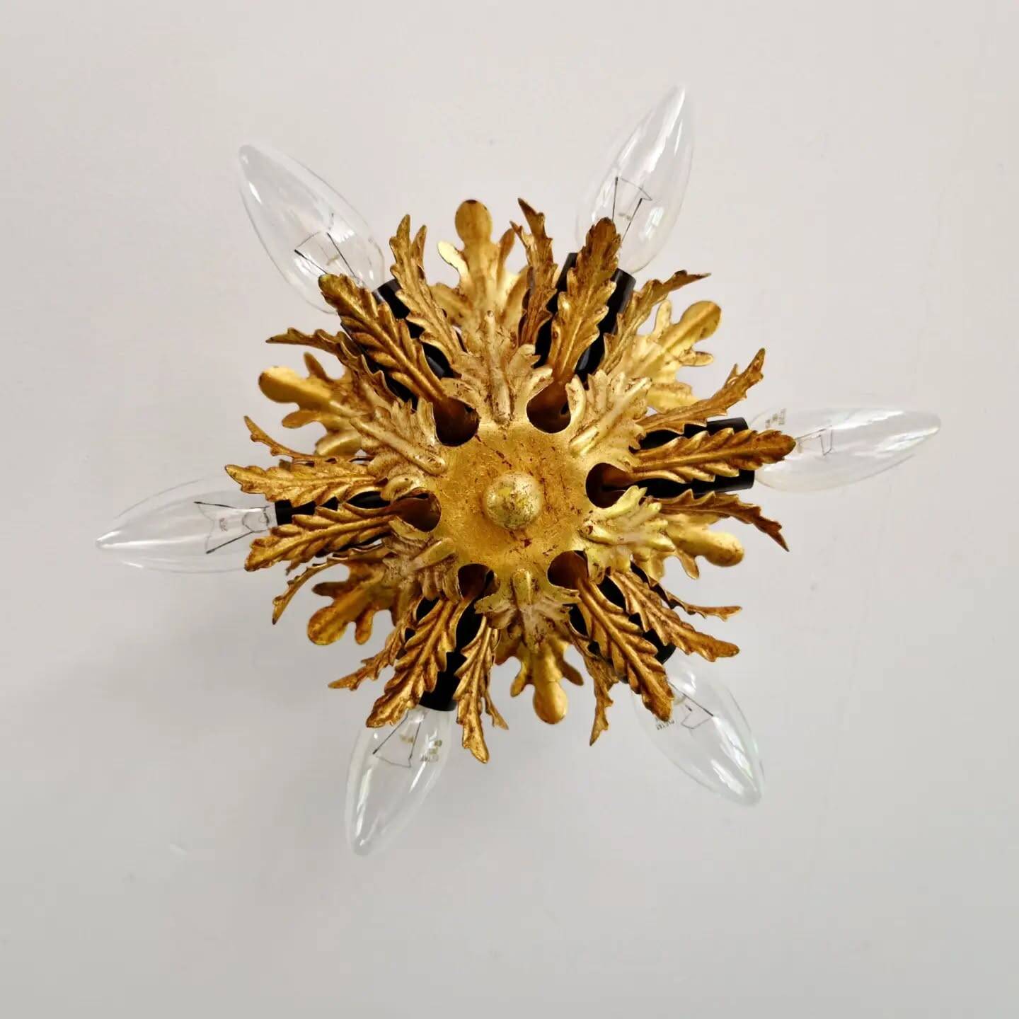 Golden metal ceiling light, Banci Firenze, 1970