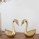 Pair of vintage brass swans