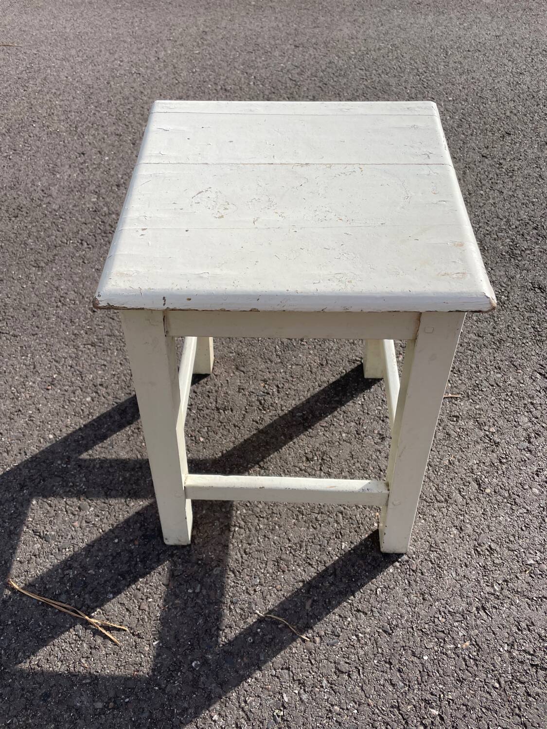 White square wooden stool