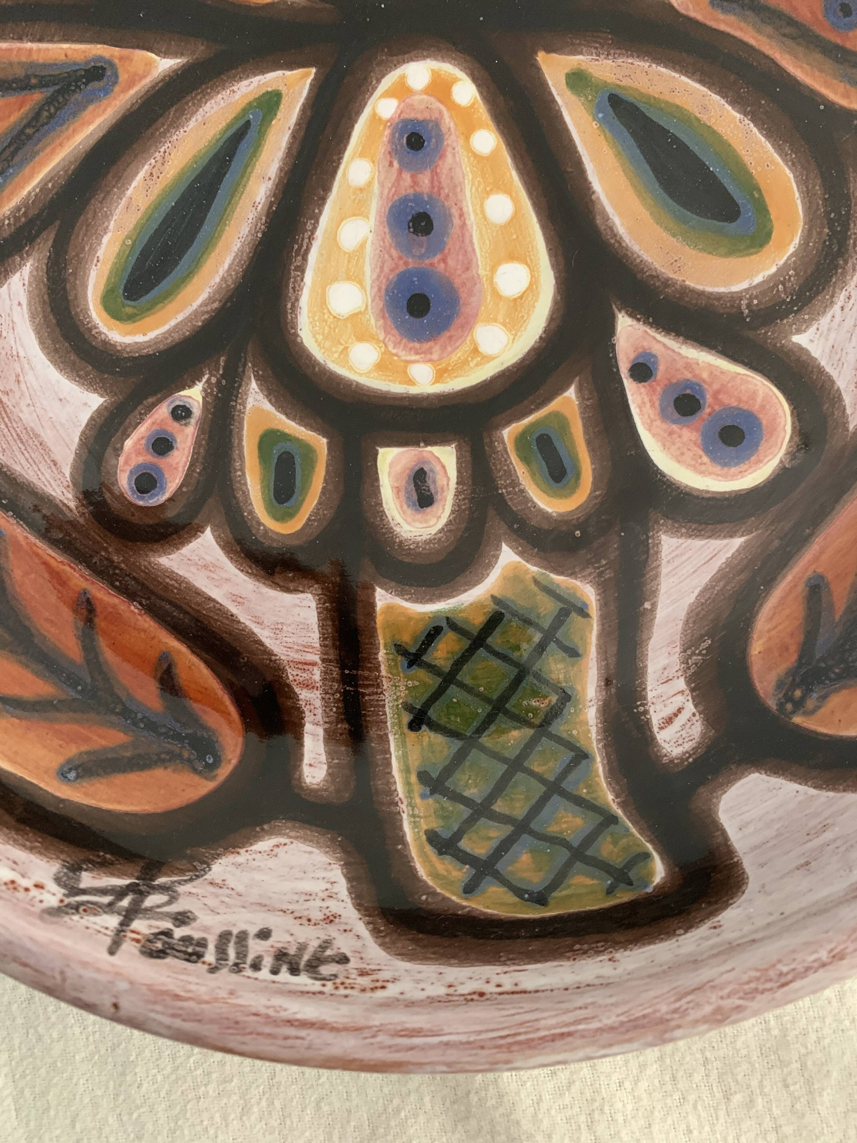 Ceramic dish enamelled by Jacques Poussines Sant Vicens 1950
