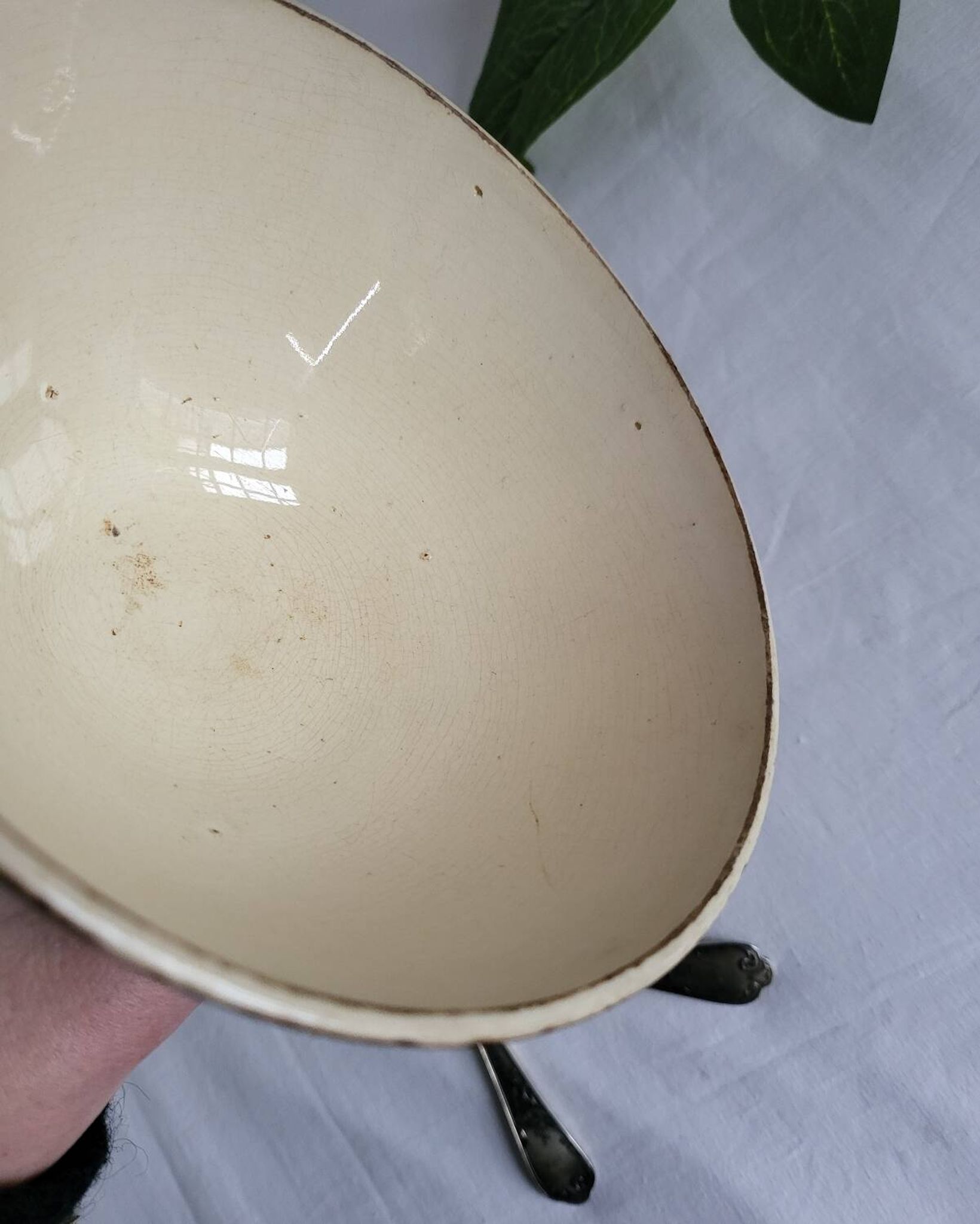 Antique Lunéville earthenware bowl KG with blue polka dots