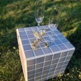 Gray tiled cube