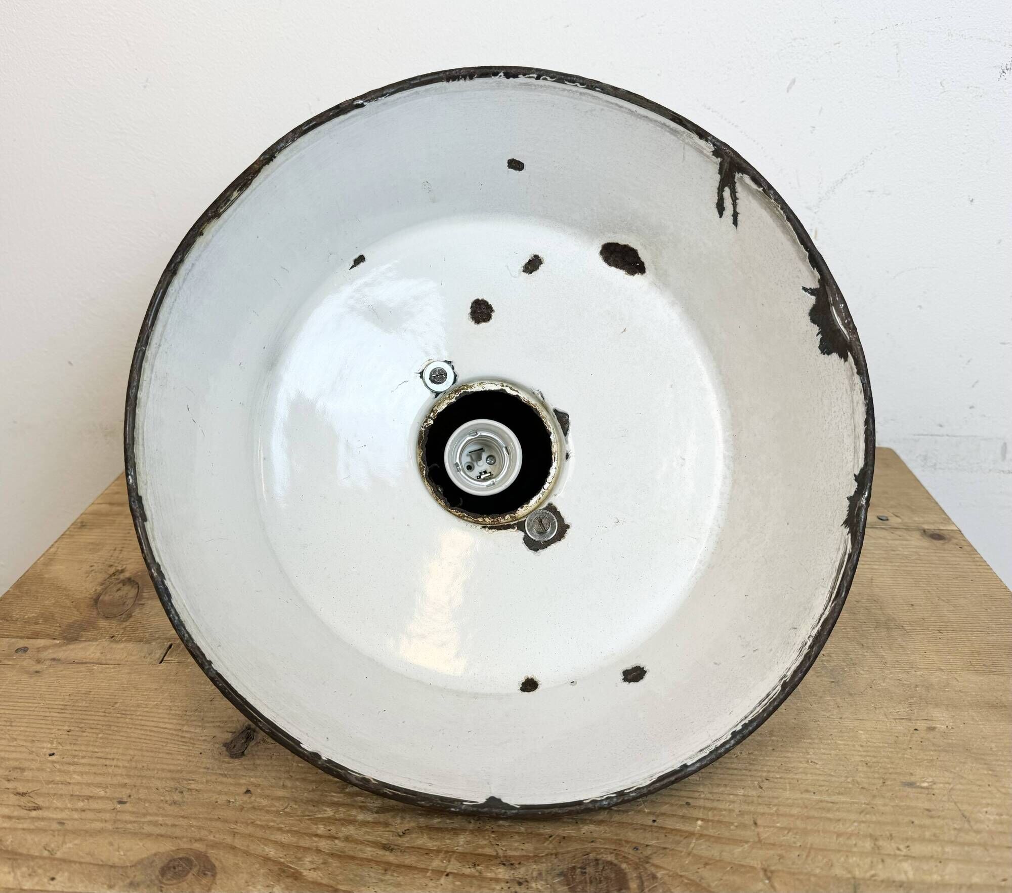 Industrial Blue Enamel Factory Lamp with Cast Iron Top, 1960s