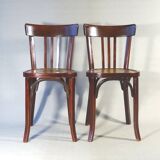 Two Baumann No. 43 bistro chairs from 1950, two-tone