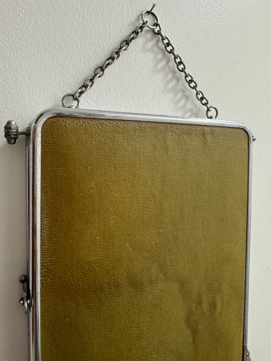 Bevelled triptych barber mirror from the 1950s.