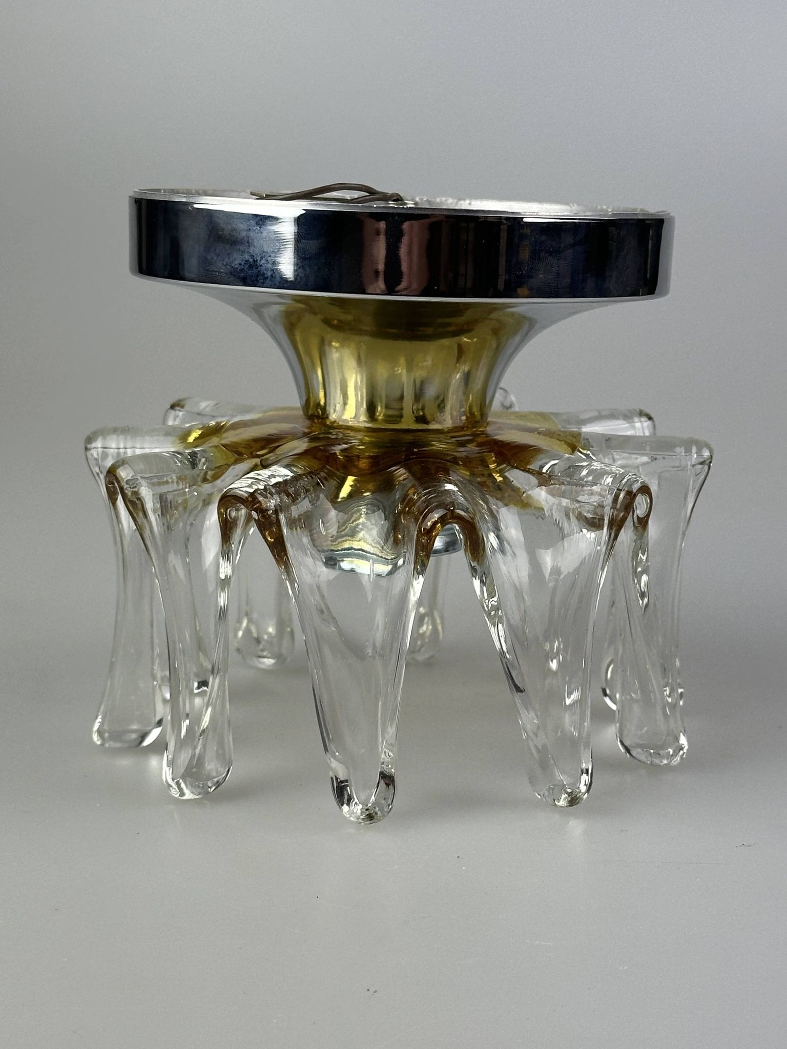 60s 70s wall lamp Wall Sconce made of metal & Murano glass Space Age design