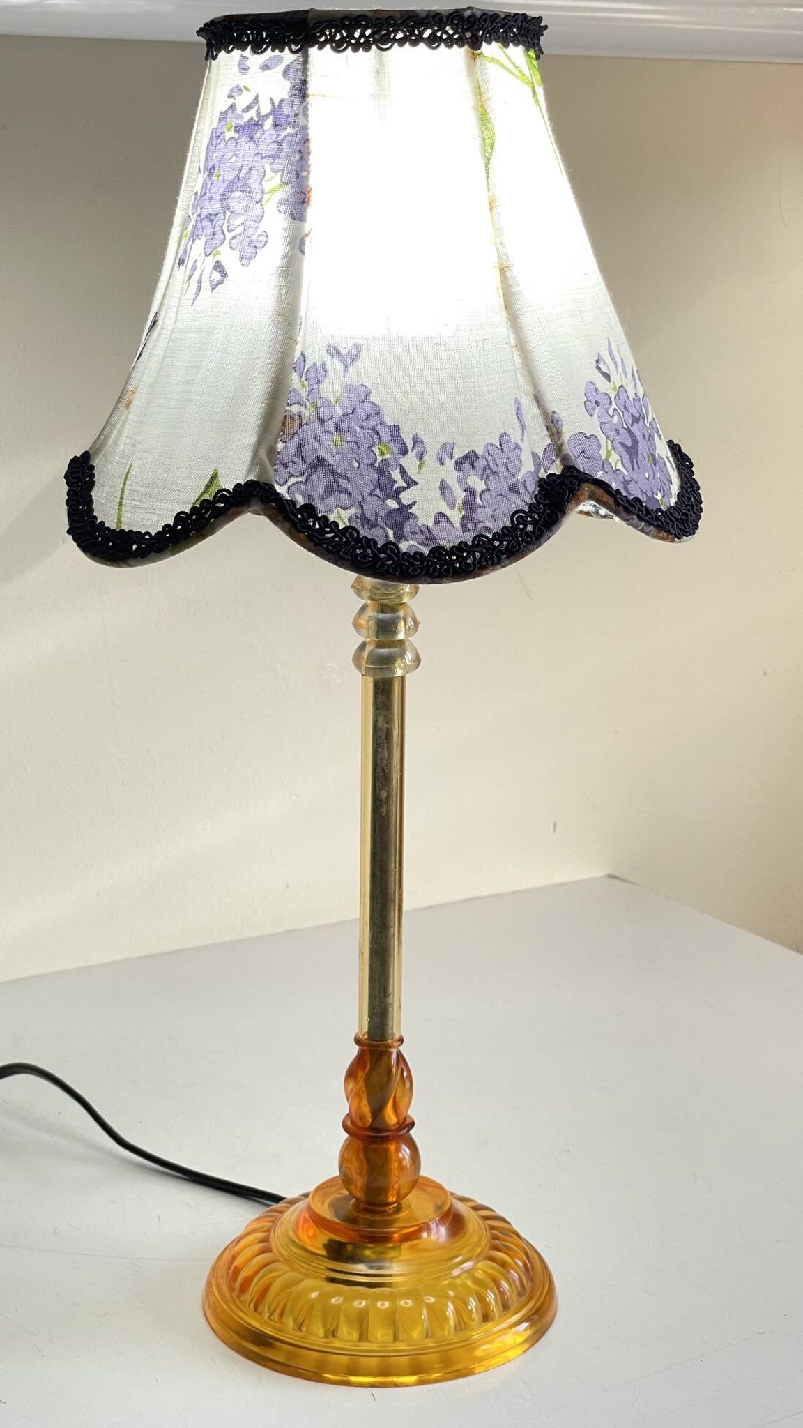 LAMPSHade Plexiglass and Lilac Fabric VINTAGE