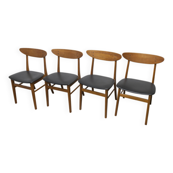 Lot de 4 chaises Farstrup Mobler modèle 210 danoises scandinaves 1960