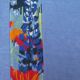 Coussin upcyclé "le brin bleu" - 40x40 cm - lin & canevas