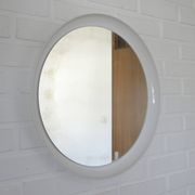 Vintage wall round white plastic mirror, Meblo 1970, retro