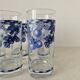 Set of 5 vintage glasses "Blue Fruit Pattern" 1970s - by Cervé Italy