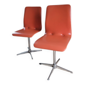 2 orange faux leather swivel chairs