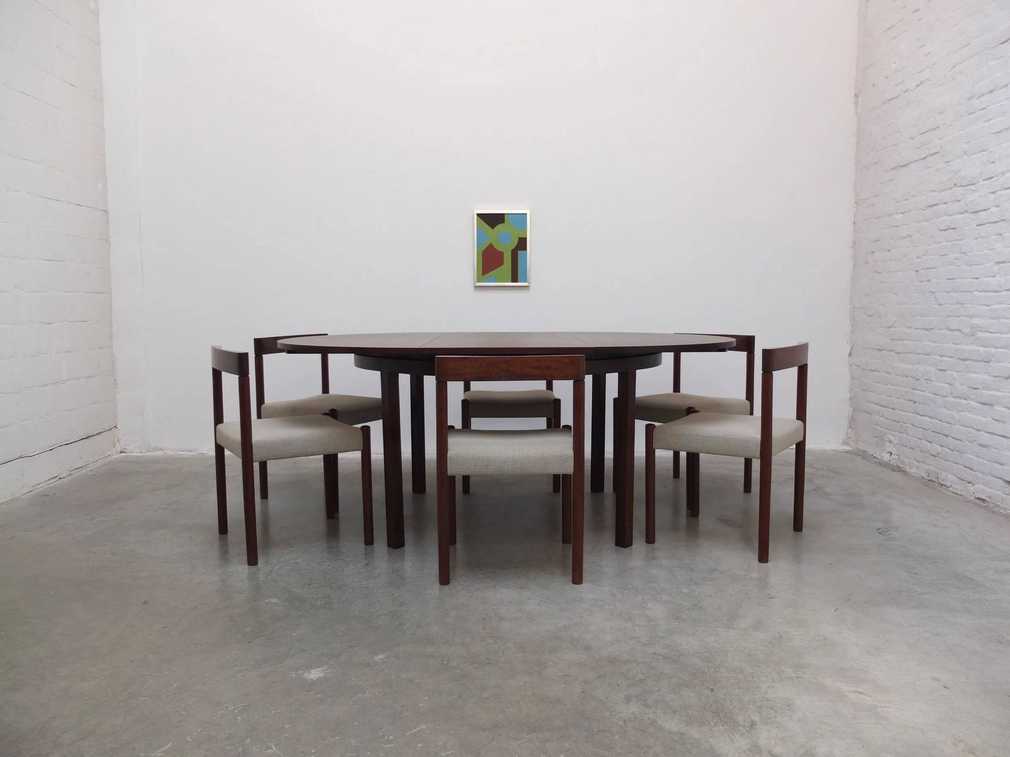 Extendable round to oval dining set by Alfred Hendrickx for Belform, 1960s.