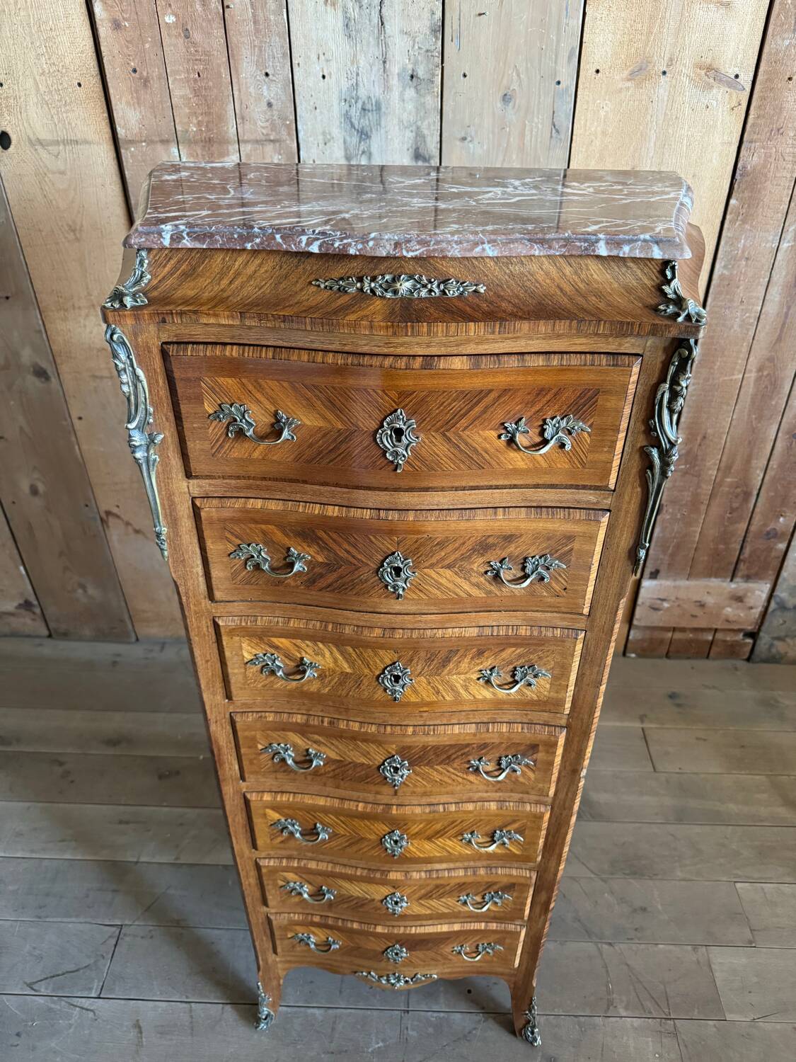Louis XV style marquetry chest of drawers