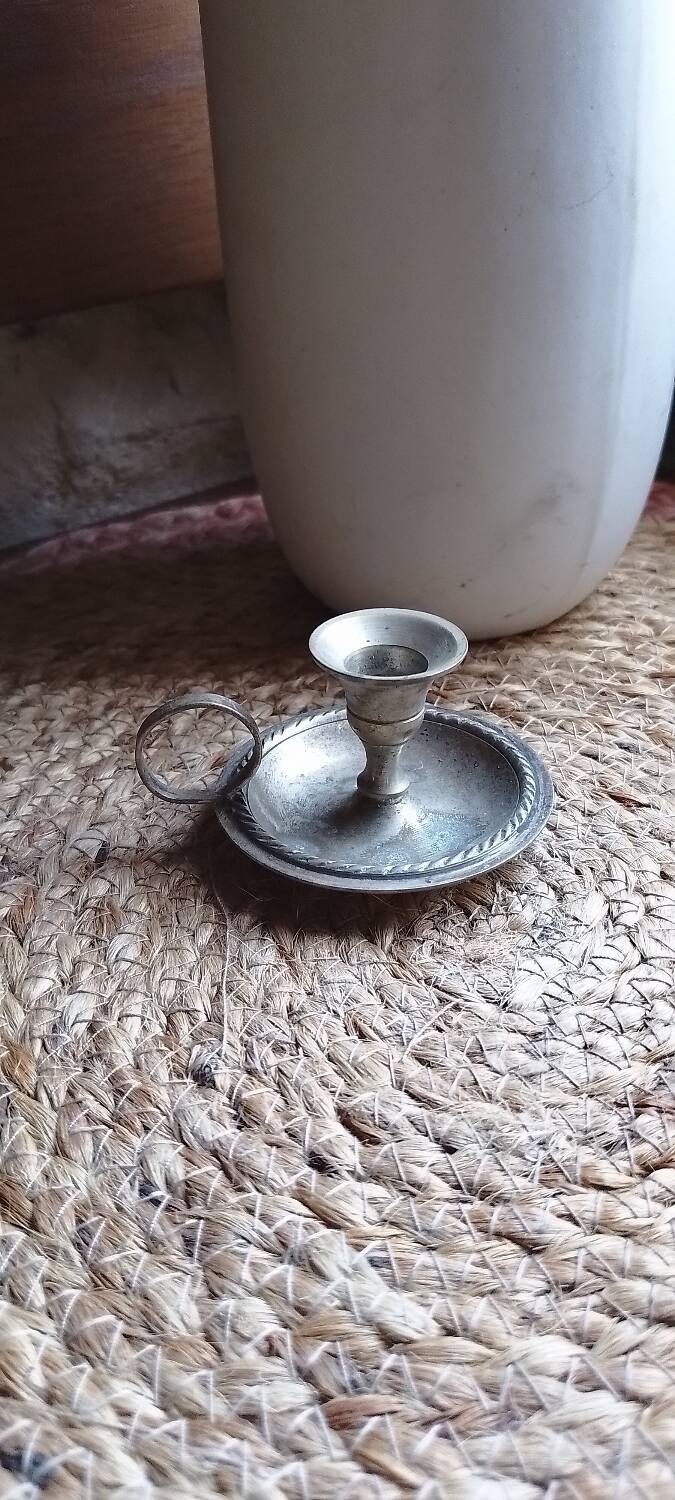 Mini silver metal candle holder