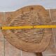 Rustic solid wood tripod stool with turned legs, 45 cm high