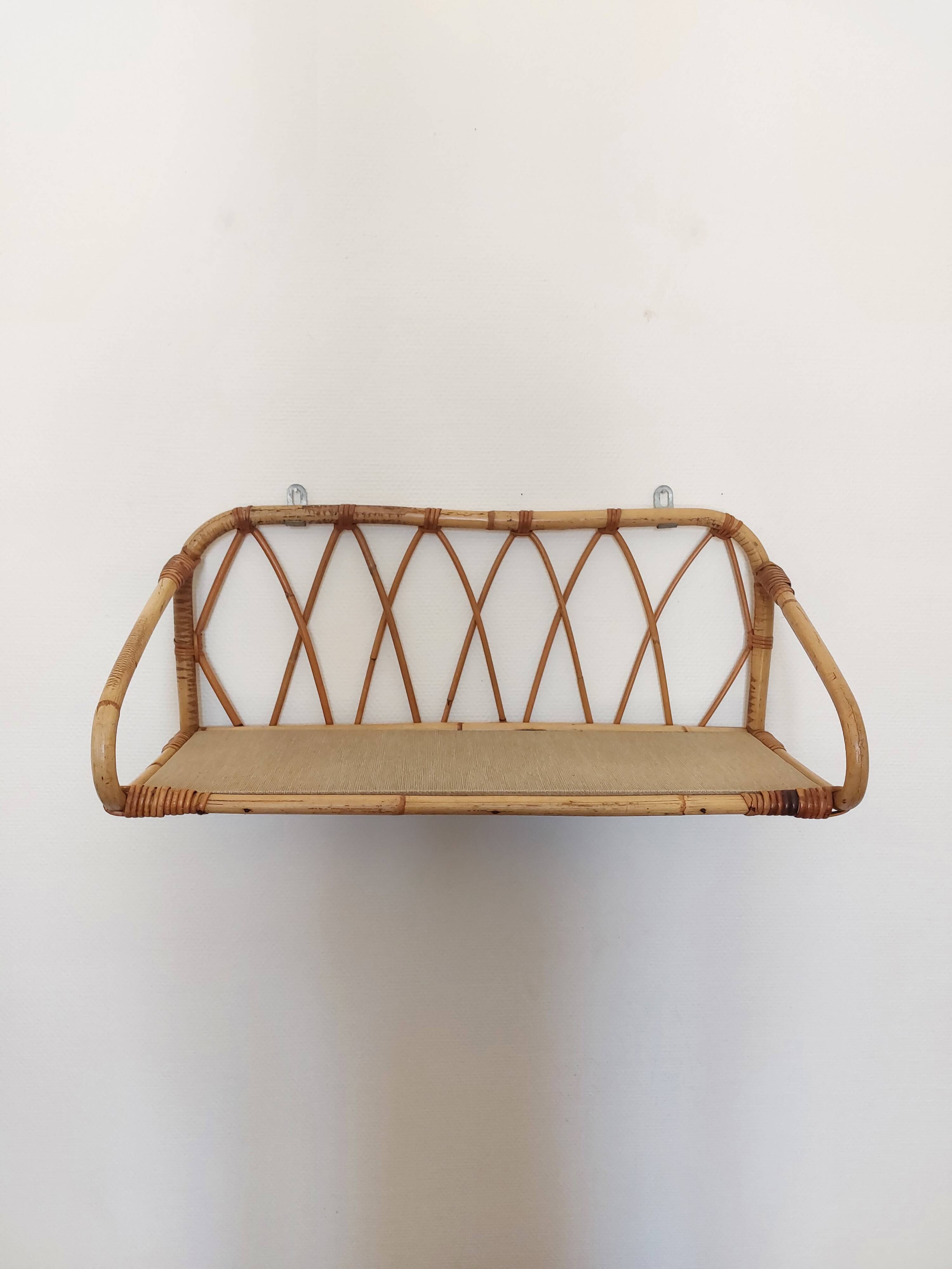 Vintage rattan shelf