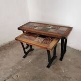 Pair of ceramic and metal nesting tables 1970