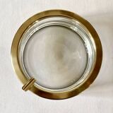 Large glass and brass ashtray