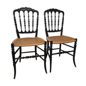 Napoleon lll chairs in blackened wood, early 20th