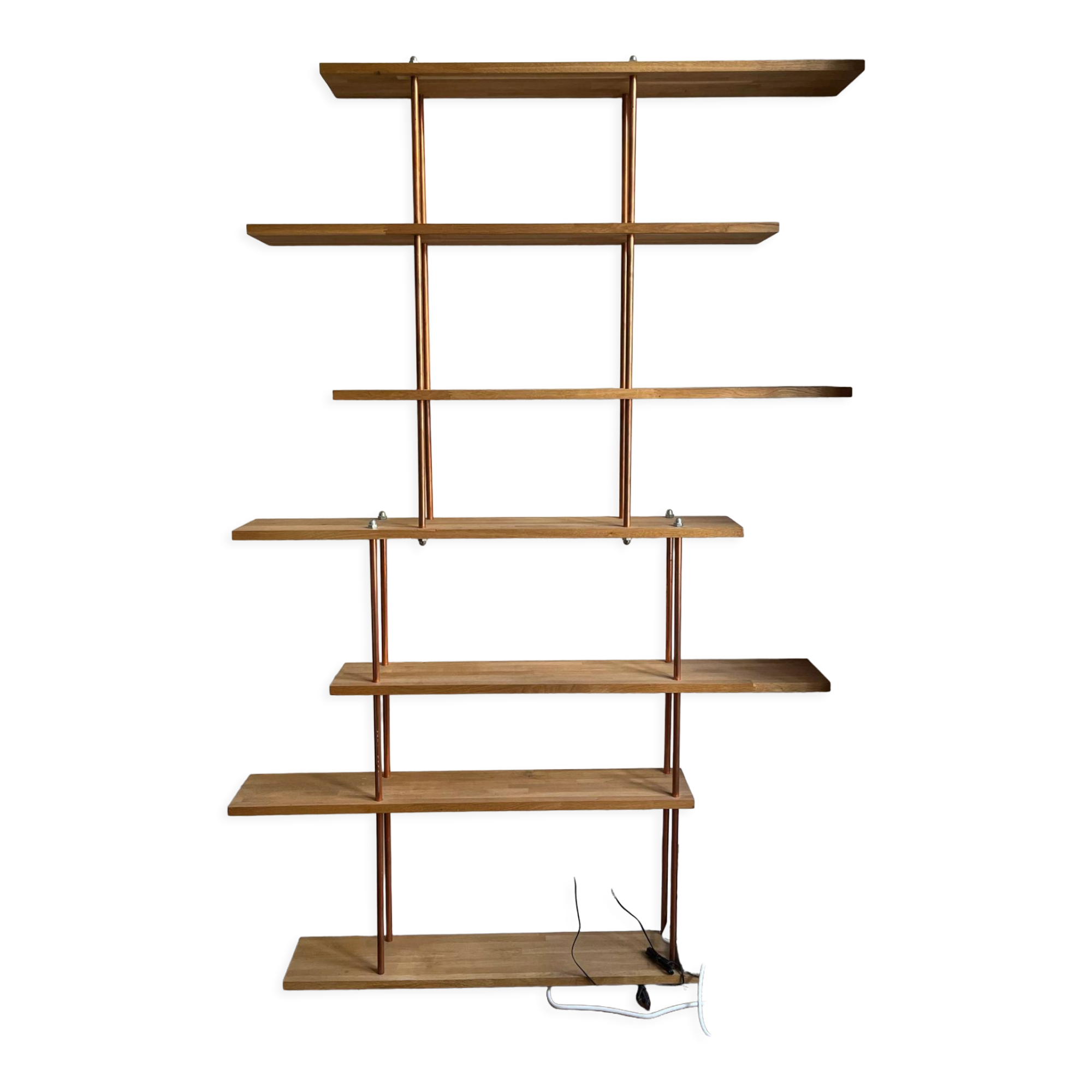 Oak and copper bookcase