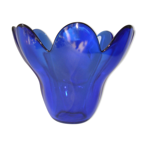 Vase corolle bleu cristallerie - made
