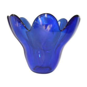 Vase corolle bleu cristallerie la rochère fait main soufflé bouche made in france