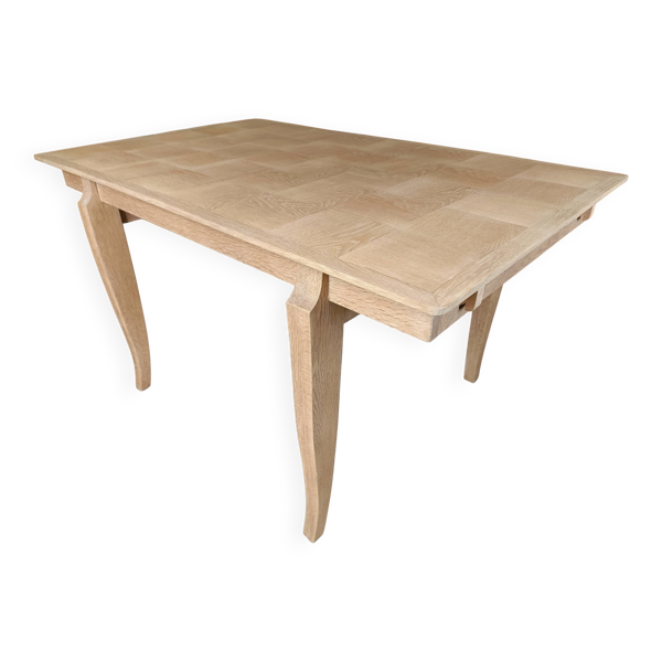 Table à manger en chêne plateau damier avec rallonges