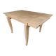 Oak dining table with a checkerboard top and extensions.
