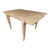 Table à manger en chêne plateau damier avec rallonges