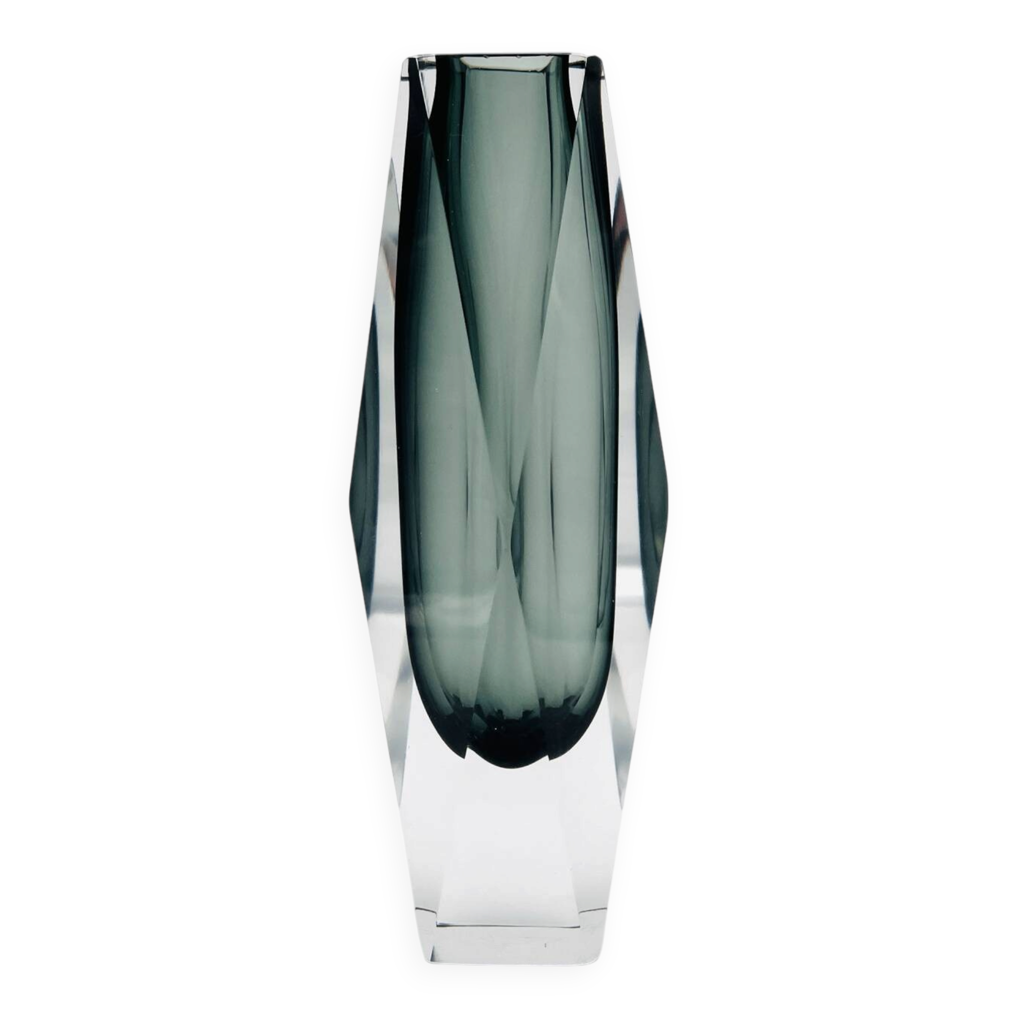 Vase XXL 30cm Murano Sommerso Alessandro Mandruzzato Gris Fumé
