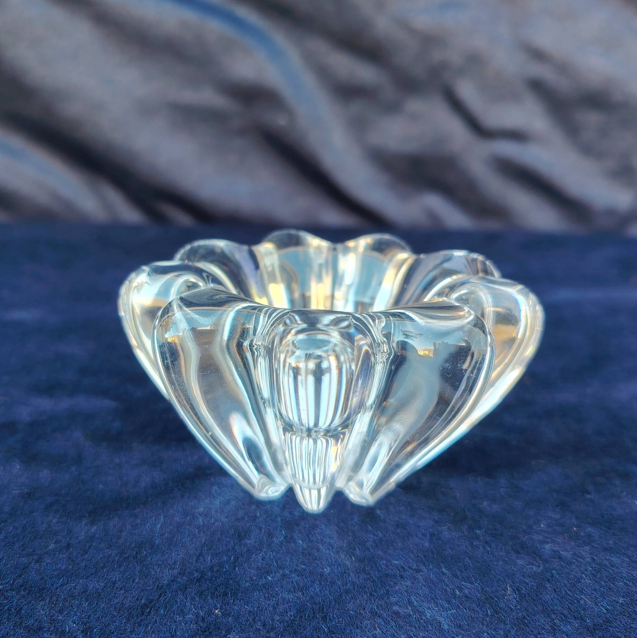 4 vintage crystal candlesticks, flower shape