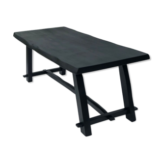 Table en bois brutaliste noire
