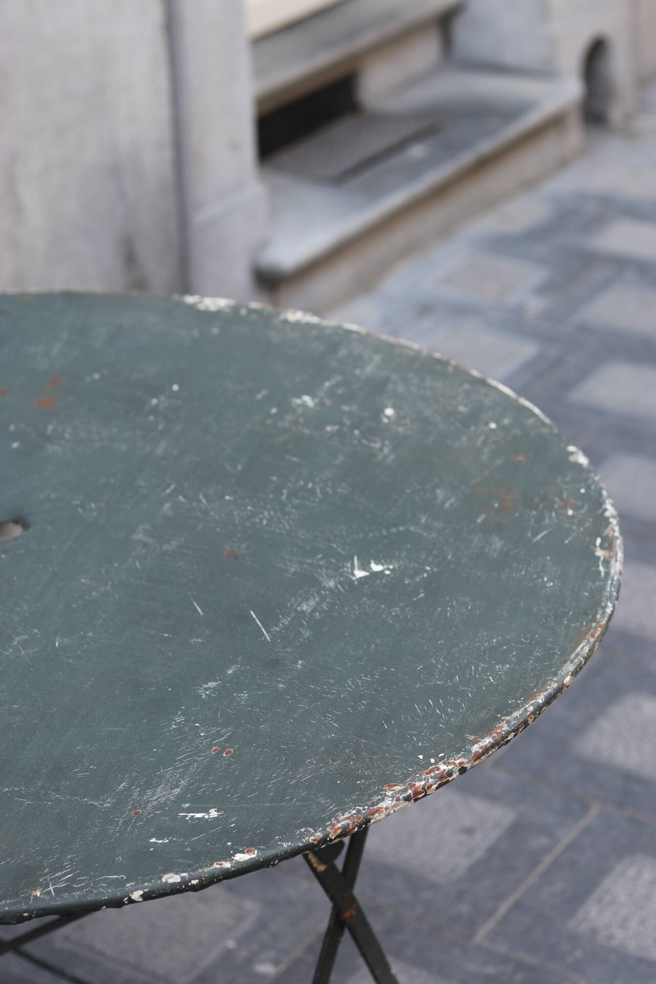 Folding wrought iron garden table