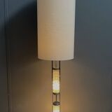 Glass base floor lamp with silk shade by Richard Essig for Besigheim 1970s