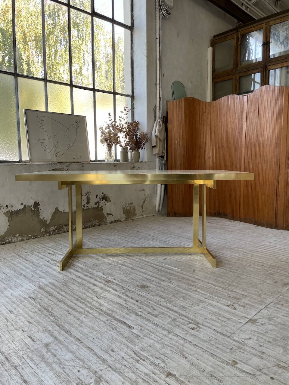 Brass table 1970 Italian lacquer