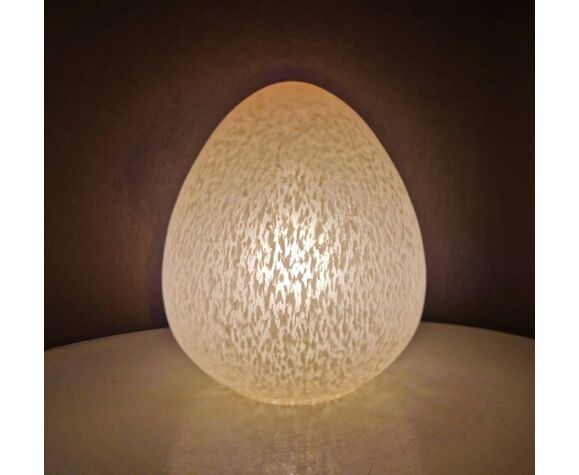 Vintage Table Lamp In 80s Egg Shaped, Glass Egg Table Lamp