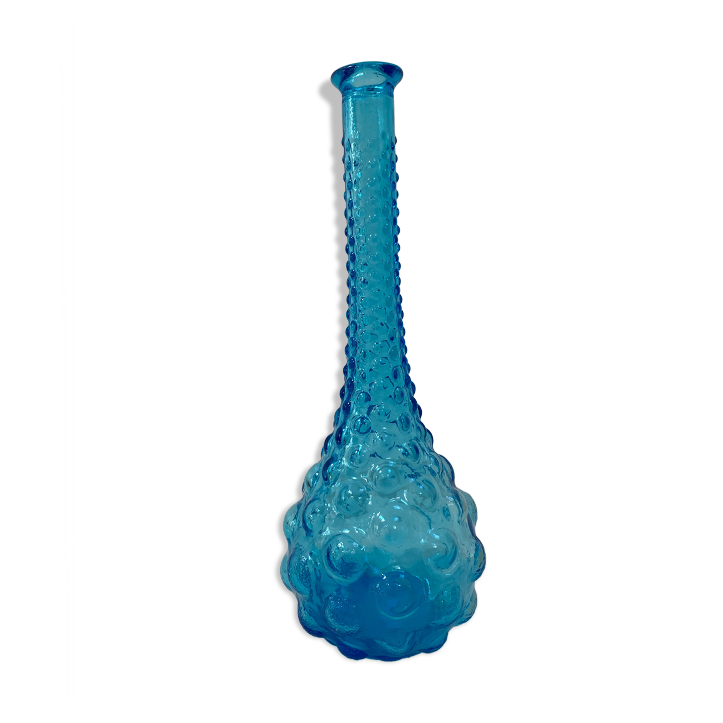 Blue Empoli decanter with bubble relief
