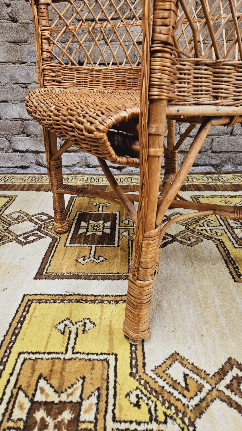 Vintage 1960s wicker rattan armchair