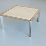 Chrome and travertine coffee table, Artelano France, 1980s.