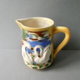 Poet Laval slip pitcher with bird and swan decor