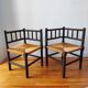 Pair of French corner chairs - turned wood, mid-20th century.