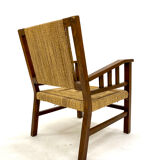 Francis Jourdain armchair in oak and rope 1930