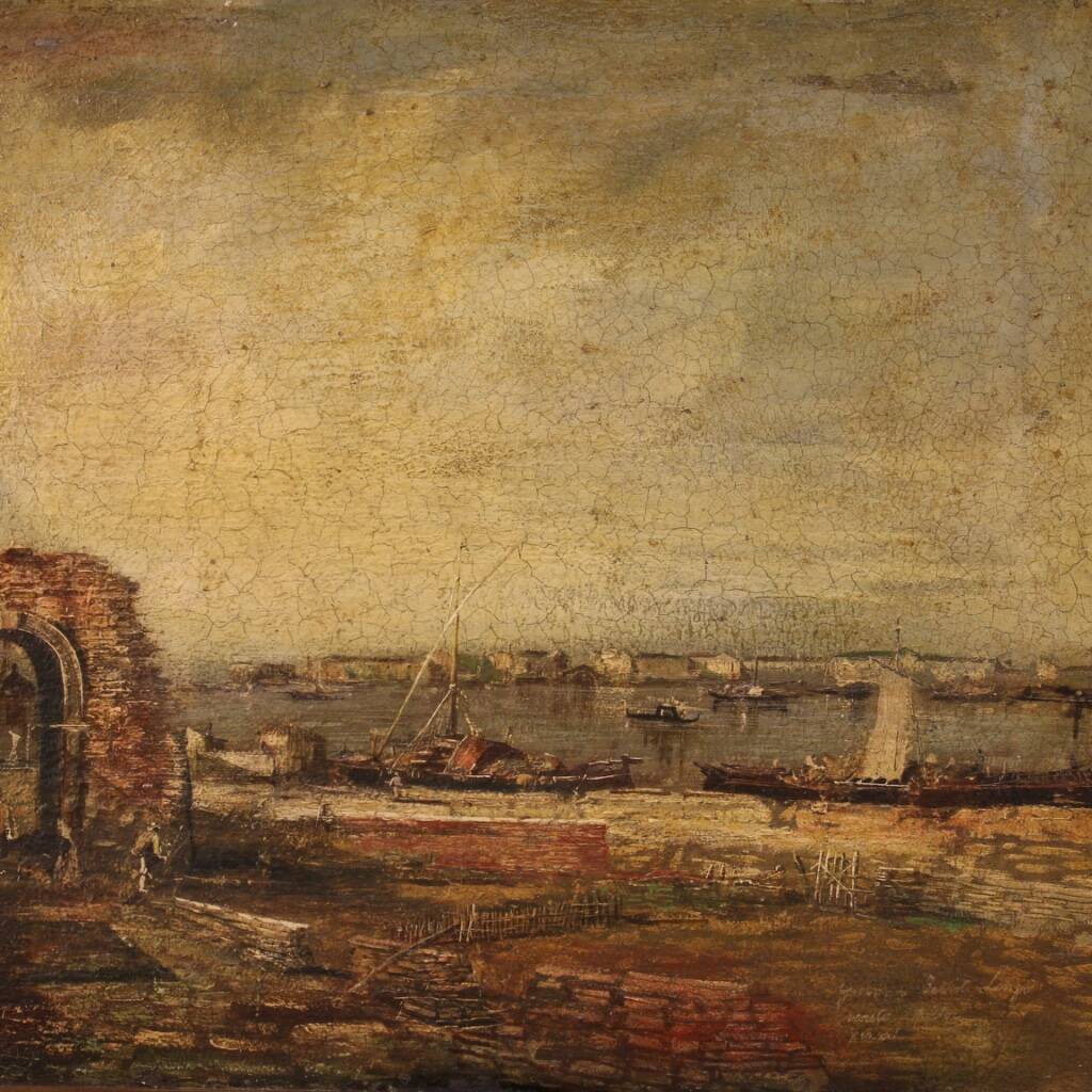 Italian seascape painting oil on canvas