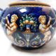 Large Gien blue sugar bowl or candy dish, Renaissance model