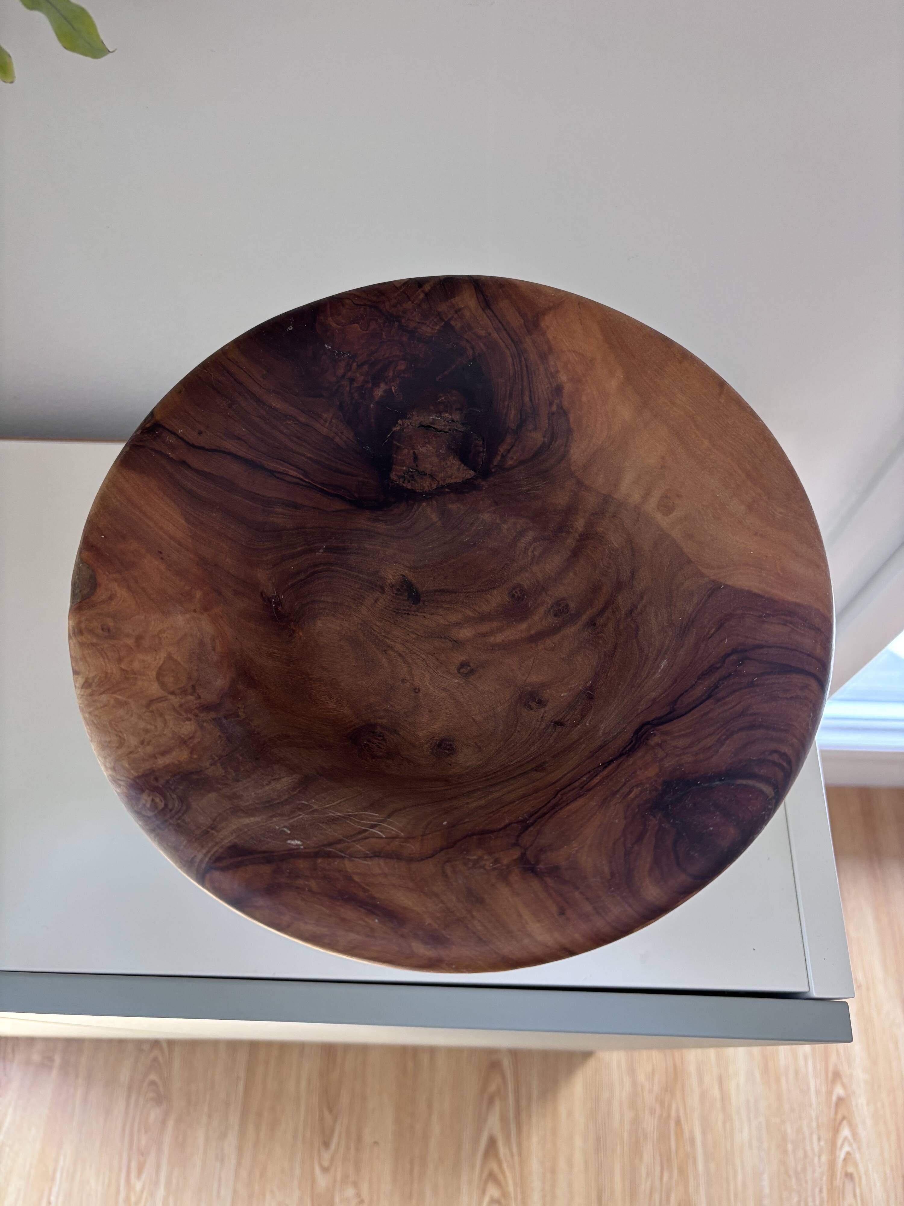 Footed bowl / Handmade turned wooden compote (Olive wood)