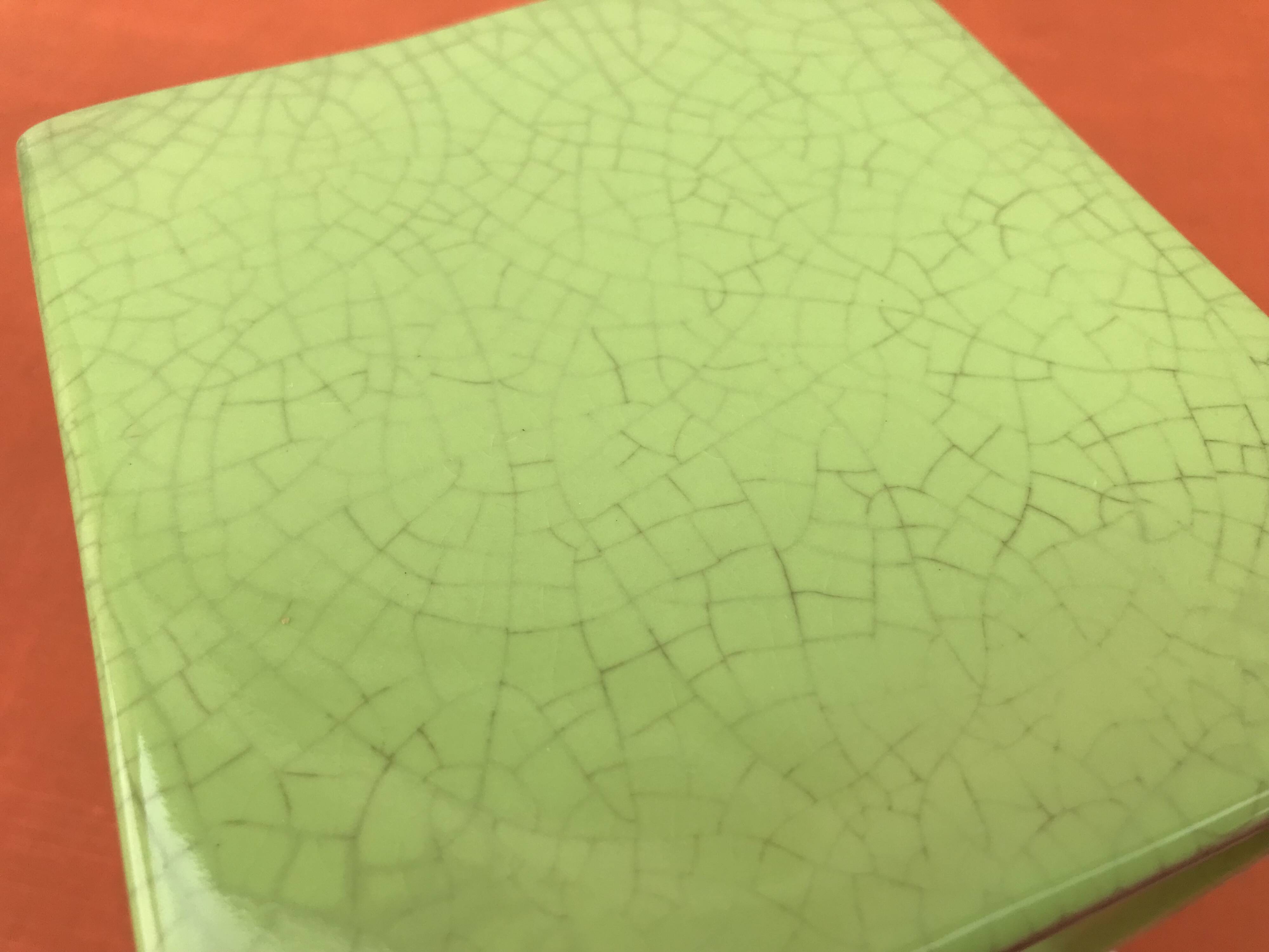Neon-Green Crackled Effect Ceramic Planter / Decorative Pot