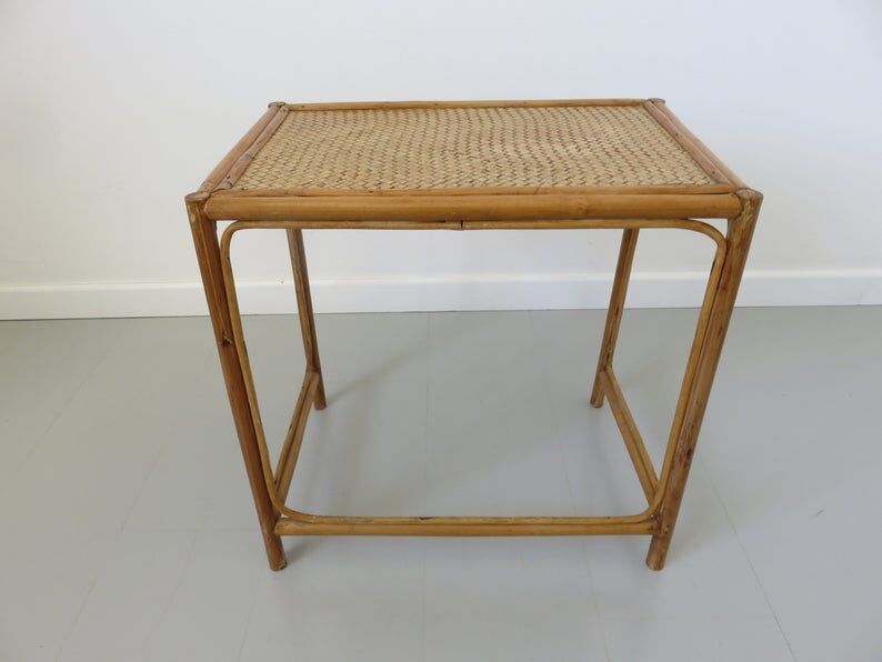 Side table, rattan couch end 60s 70s