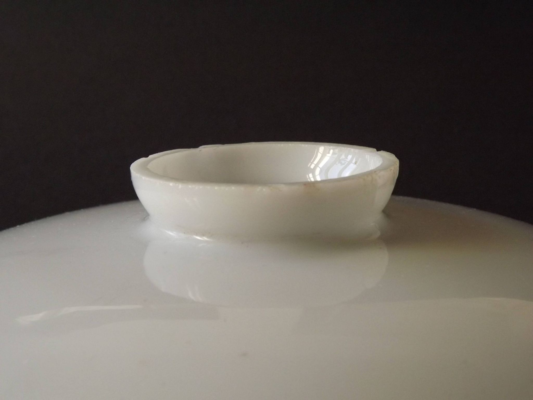 Vintage French Opaline Glass Pendant Light Shade - Frilled Clear Glass Edge