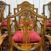 Set of 12 English Regency style beech armchairs from the 1970s.